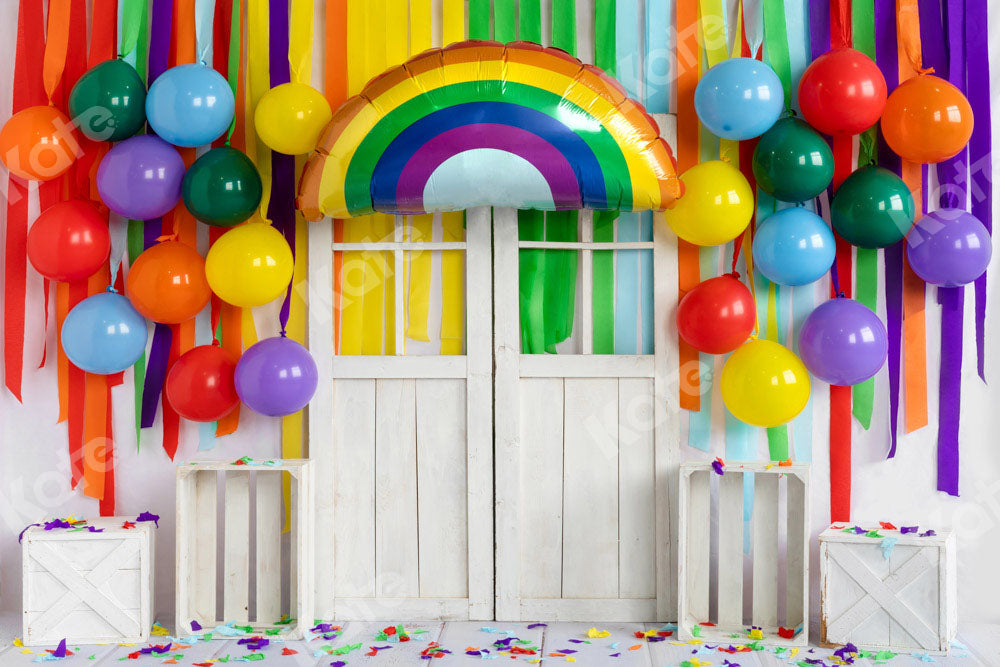 Kate Regenbogen Luftballons Hintergrund Geburtstag Party von Emetselch - Kate Backdrop.de
