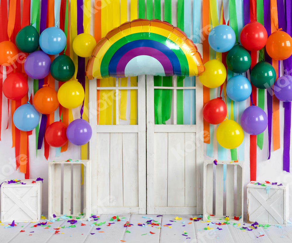 Kate Regenbogen Luftballons Hintergrund Geburtstag Party von Emetselch - Kate Backdrop.de