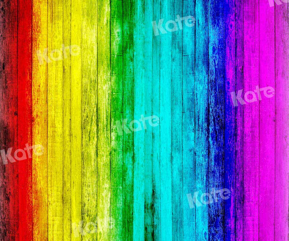 Kate Regenbogen bunter Hintergrund Holz von Chain Photography - Kate Backdrop.de