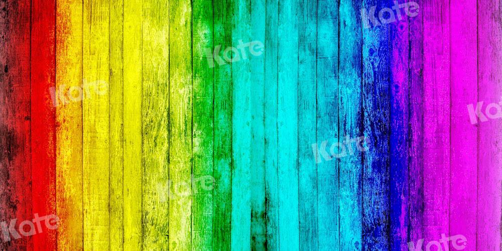 Kate Regenbogen bunter Hintergrund Holz von Chain Photography - Kate Backdrop.de