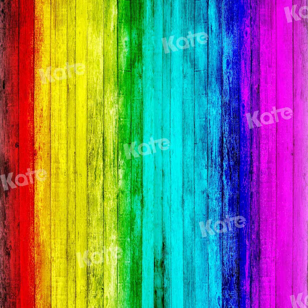 Kate Regenbogen bunter Hintergrund Holz von Chain Photography - Kate Backdrop.de