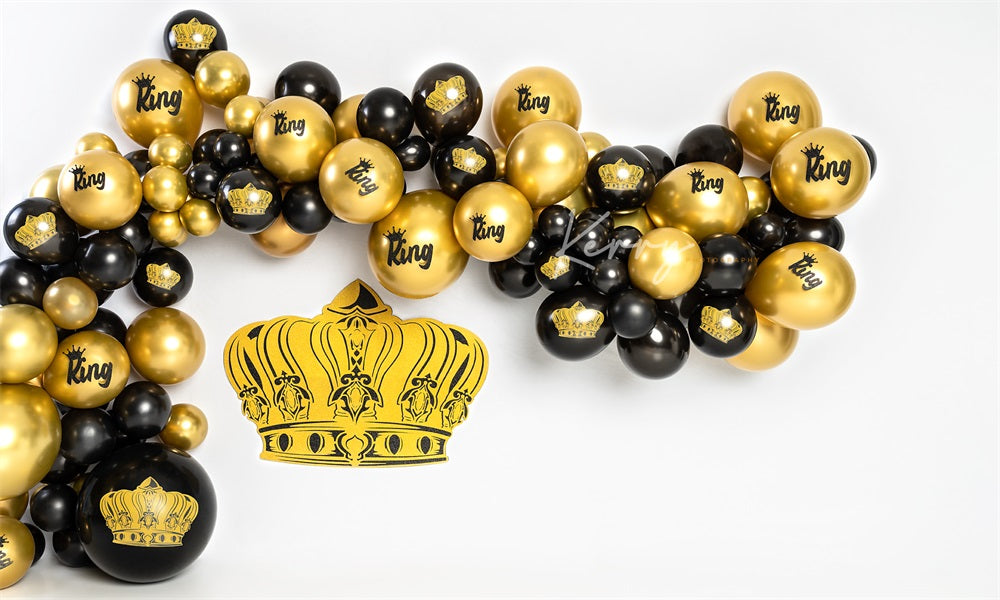 Kate Königliche Krone König Hintergrund Gold Schwarzer Geburtstag von Kerry Anderson - Kate Backdrop.de