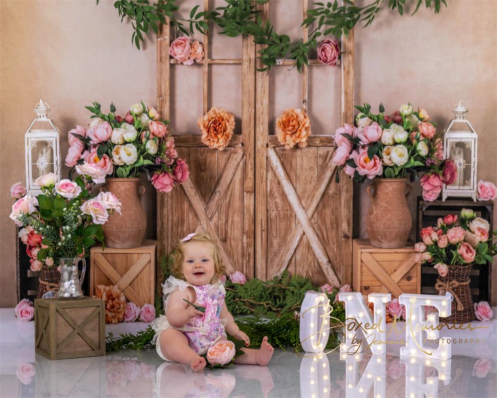 Kate Frühling Geburtstag Hintergrund Blumen Mädchen Tür von Emetselch - Kate Backdrop.de