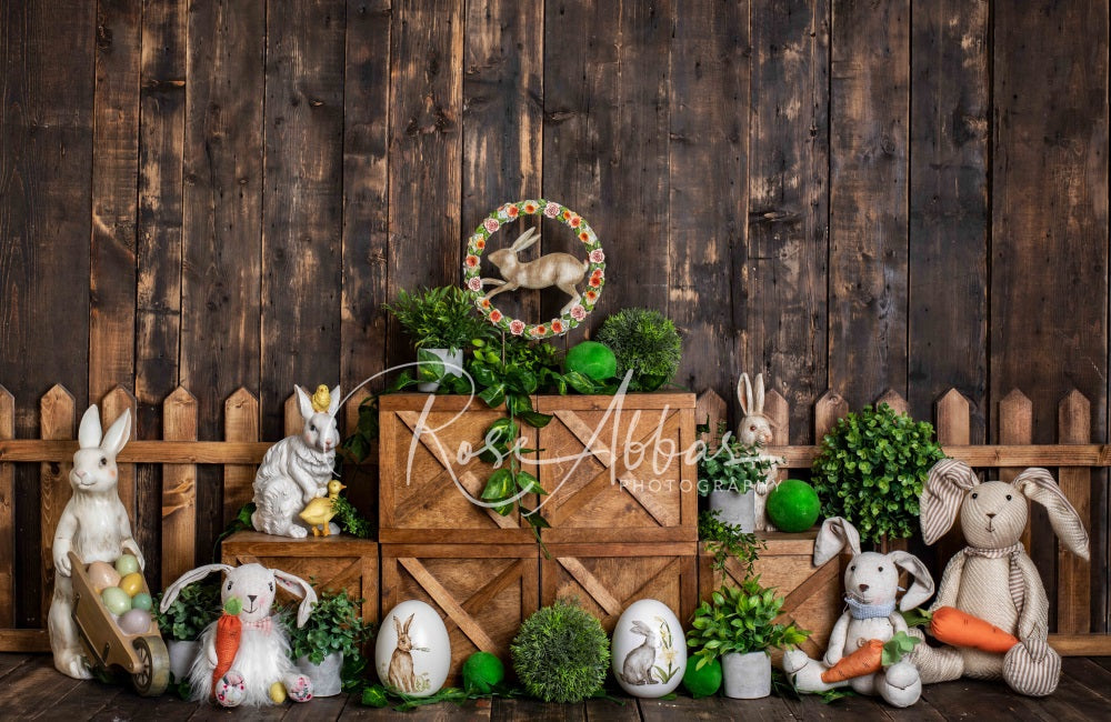 Kate Frühling Ostern Hintergrund Dunkles Holz Cake Smash von Rose Abbas - Kate Backdrop.de