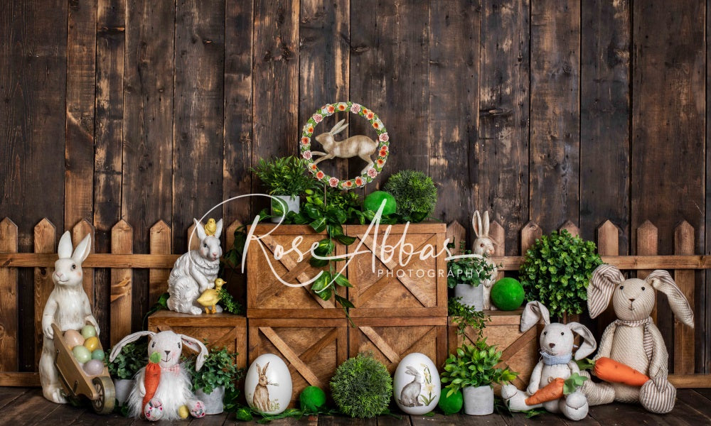 Kate Frühling Ostern Hintergrund Dunkles Holz Cake Smash von Rose Abbas - Kate Backdrop.de