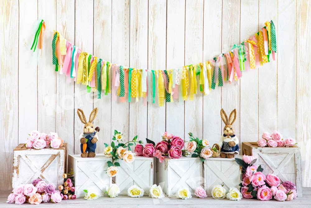 Kate Frühling / Ostern Hase Hintergrund Holz von Emetselch - Kate Backdrop.de