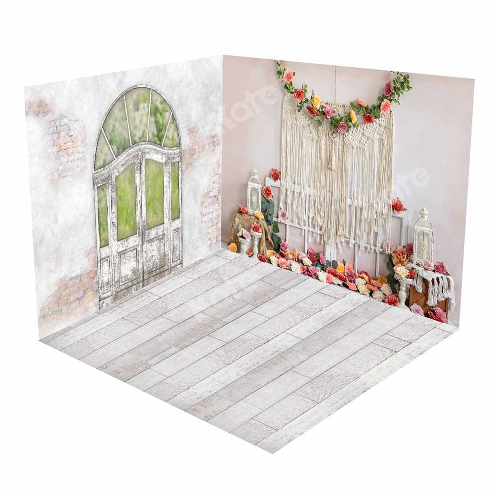Kate Frühling Vintage Tür Blumen Boho Zimmerset - Kate Backdrop.de
