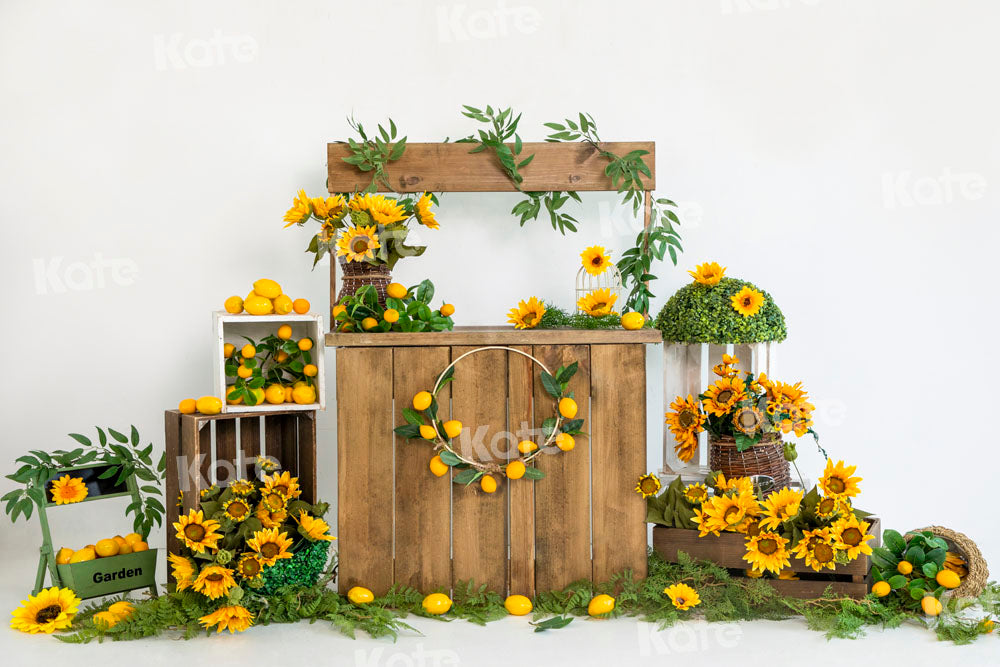 Kate Sommer Sonnenblume Zitrone Hintergrund von Uta Mueller Photography - Kate Backdrop.de