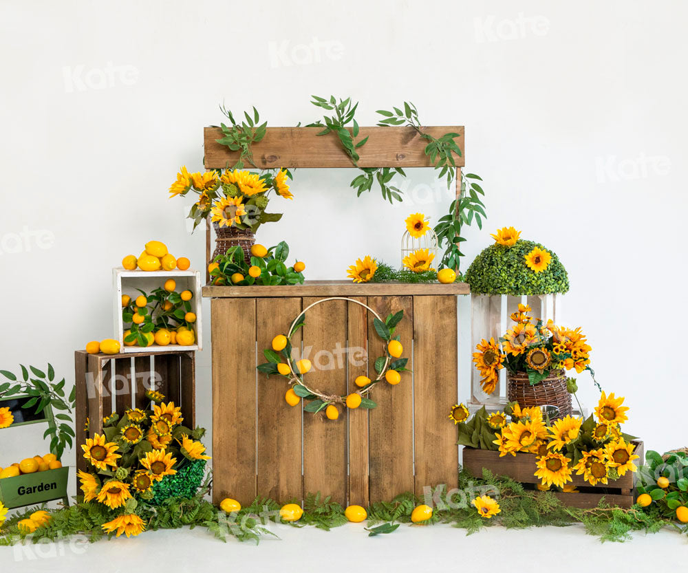 Kate Sommer Sonnenblume Zitrone Hintergrund von Uta Mueller Photography - Kate Backdrop.de