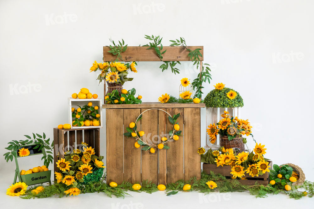 Kate Sommer Sonnenblume Zitrone Hintergrund von Uta Mueller Photography - Kate Backdrop.de