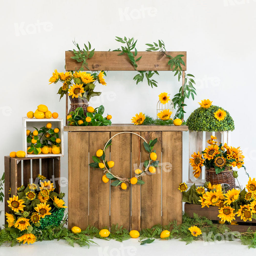 Kate Sommer Sonnenblume Zitrone Hintergrund von Uta Mueller Photography - Kate Backdrop.de