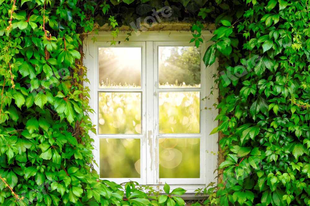 Kate Sommer Fenster Hintergrund grüne Blätter von Chain Photography - Kate Backdrop.de