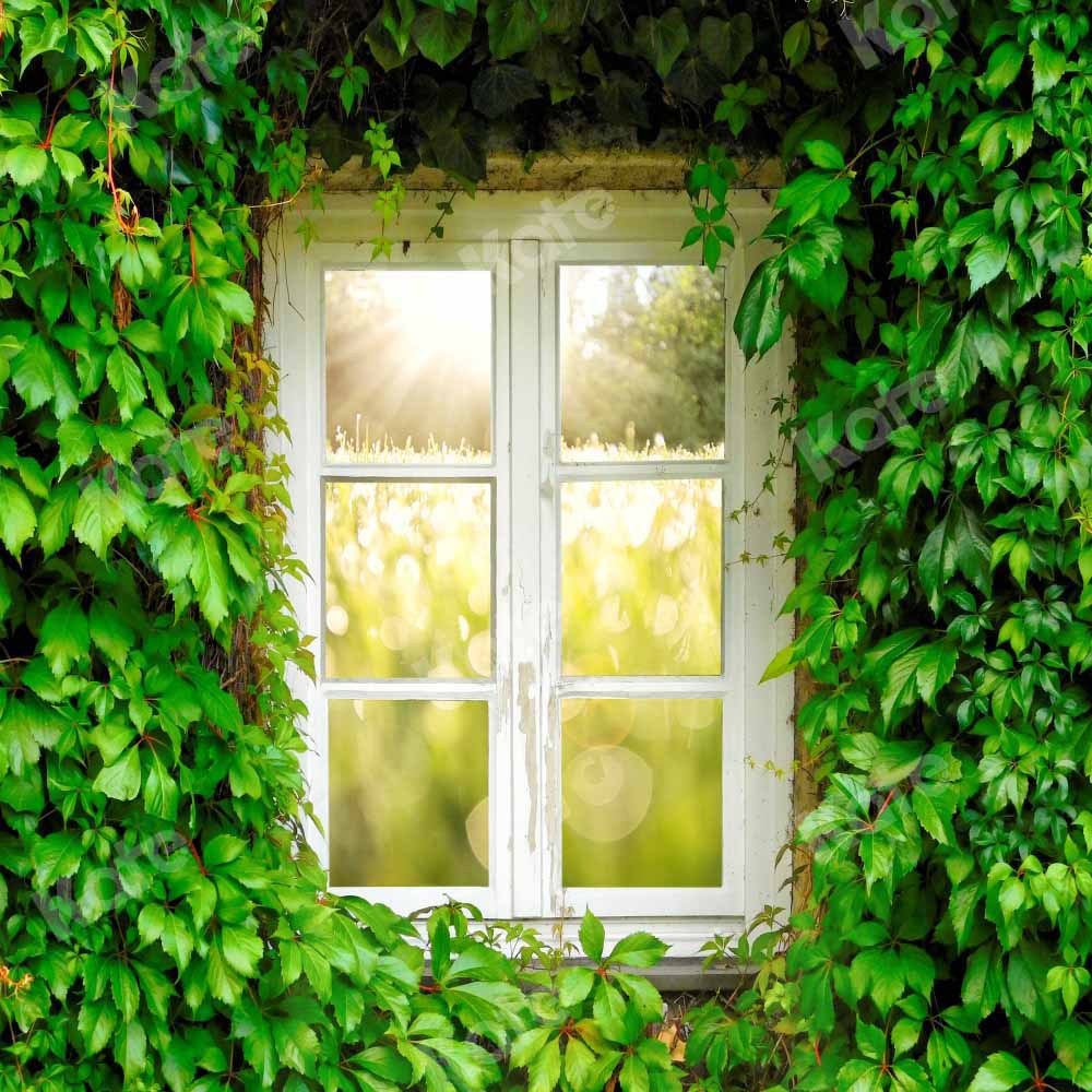 Kate Sommer Fenster Hintergrund grüne Blätter von Chain Photography - Kate Backdrop.de