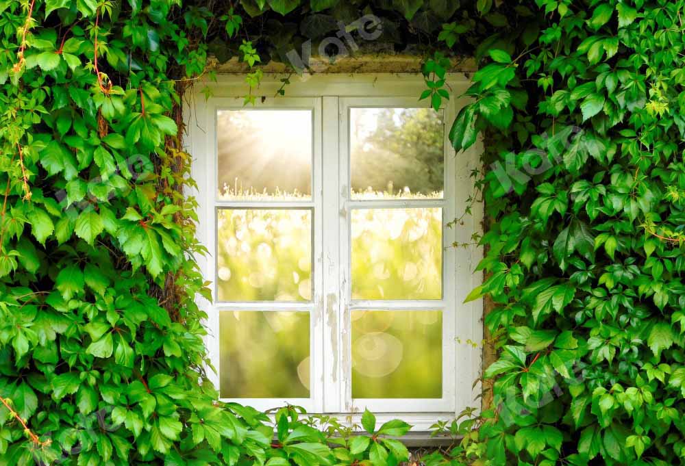 Kate Sommer Fenster Hintergrund grüne Blätter von Chain Photography - Kate Backdrop.de