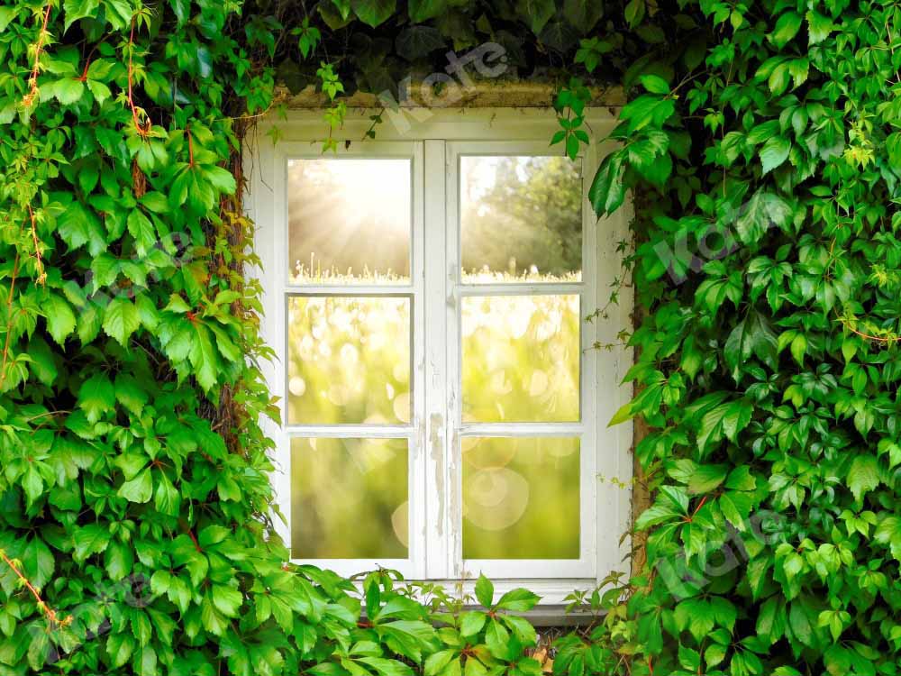 Kate Sommer Fenster Hintergrund grüne Blätter von Chain Photography - Kate Backdrop.de