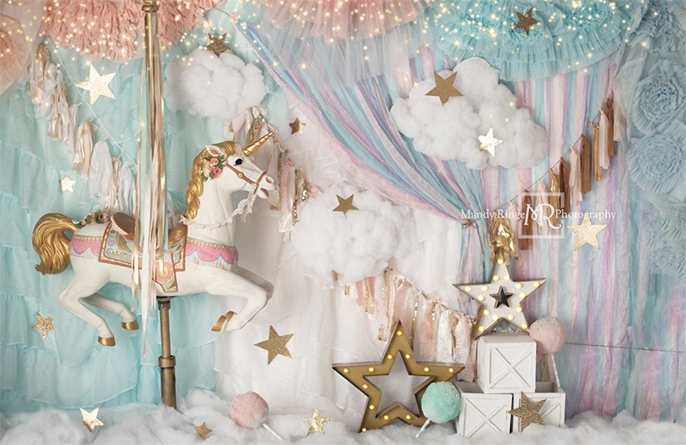 Kate Einhorn Karussell Hintergrund Geburtstag von Mandy Ringe Photography - Kate Backdrop.de