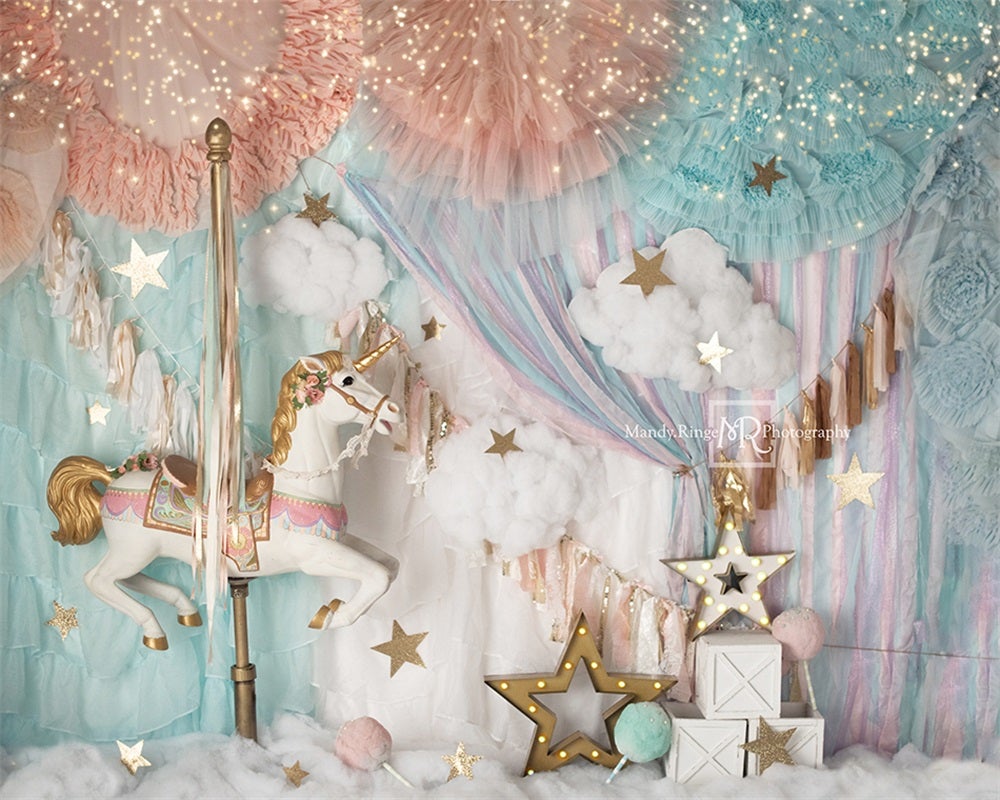 Kate Einhorn Karussell Hintergrund Geburtstag von Mandy Ringe Photography - Kate Backdrop.de