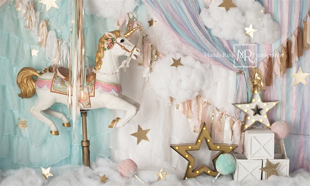 Kate Einhorn Karussell Hintergrund Geburtstag von Mandy Ringe Photography - Kate Backdrop.de