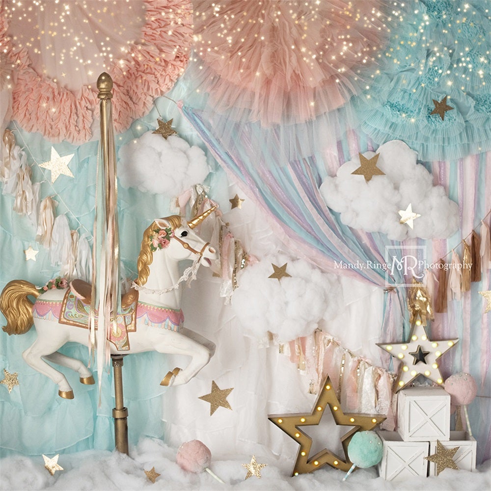 Kate Einhorn Karussell Hintergrund Geburtstag von Mandy Ringe Photography - Kate Backdrop.de