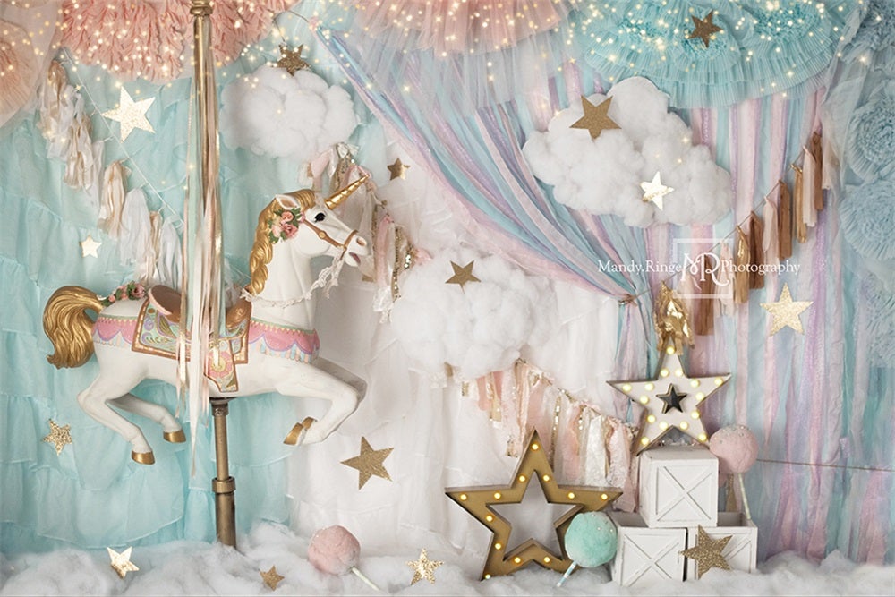 Kate Einhorn Karussell Hintergrund Geburtstag von Mandy Ringe Photography - Kate Backdrop.de