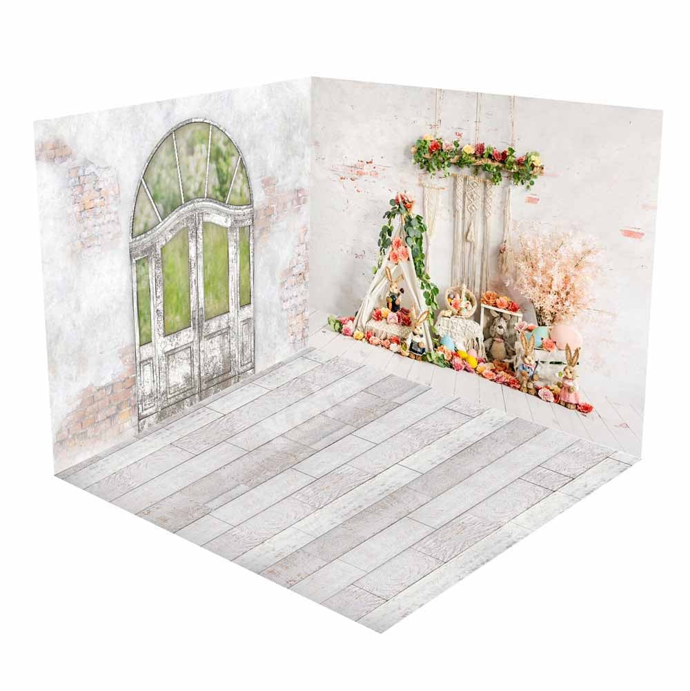 Kate Vintage Ostern Hase Blumen Boho Zimmerset - Kate Backdrop.de
