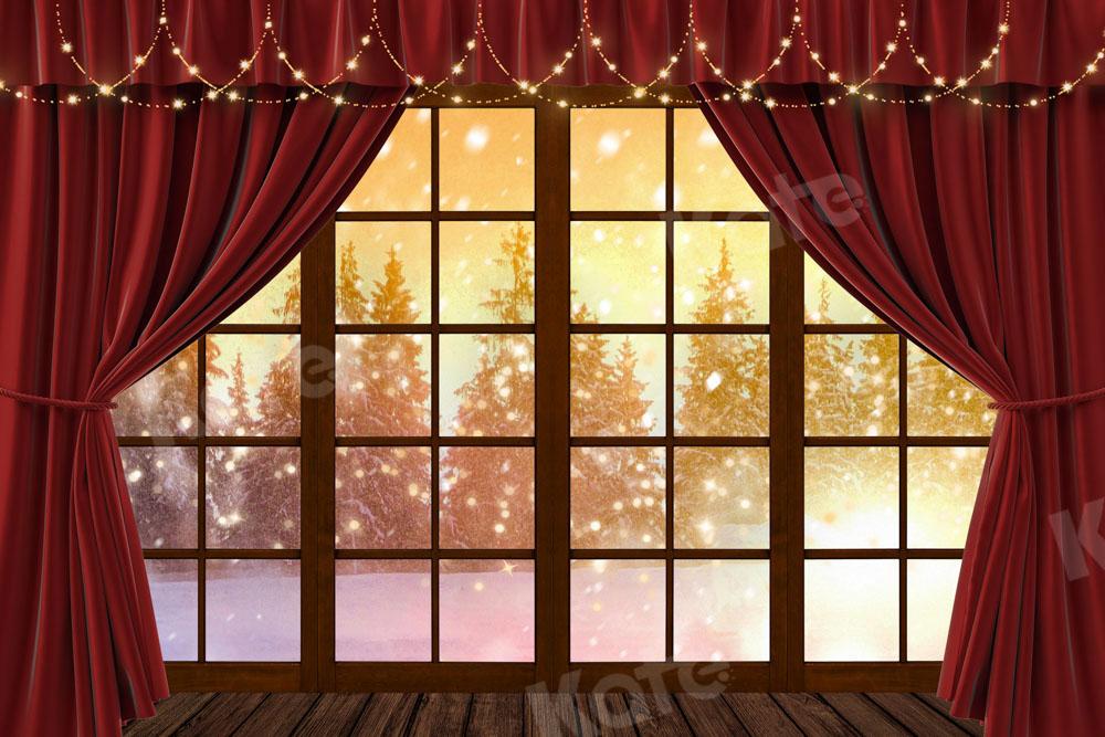 Kate Winter Hintergrund Schnee Fenster Vorhang von Chain Photography - Kate Backdrop.de