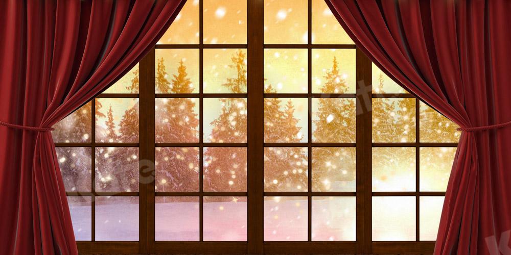 Kate Winter Hintergrund Schnee Fenster Vorhang von Chain Photography - Kate Backdrop.de