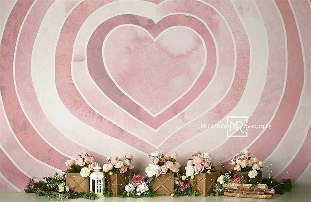 Kate Aquarell Valentinstag Hintergrund Herz Rosen von Mandy Ringe Photography - Kate Backdrop.de
