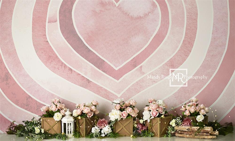 Kate Aquarell Valentinstag Hintergrund Herz Rosen von Mandy Ringe Photography - Kate Backdrop.de