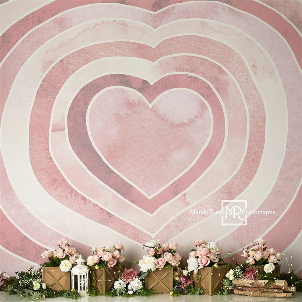 Kate Aquarell Valentinstag Hintergrund Herz Rosen von Mandy Ringe Photography - Kate Backdrop.de