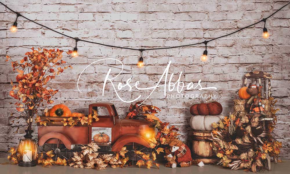 Kate Herbst Backsteinmauer Hintergrund Truck von Rose Abbas - Kate Backdrop.de