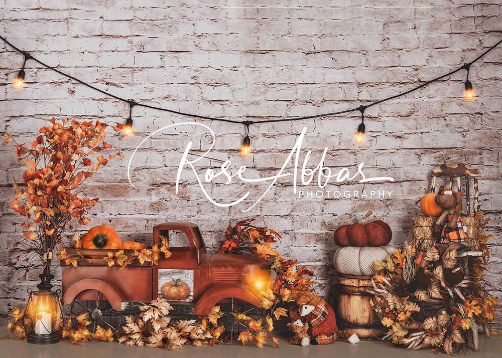 Kate Herbst Backsteinmauer Hintergrund Truck von Rose Abbas - Kate Backdrop.de