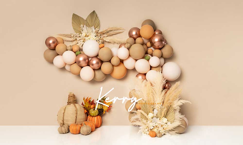 Kate Herbst Kürbis Ballons Hintergrund für die Fotografie von Kerry Anderson - Kate Backdrop.de