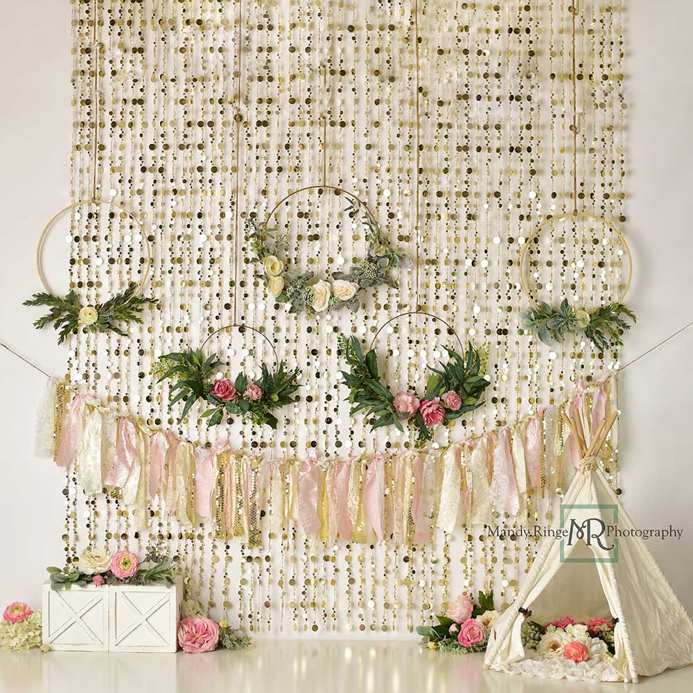 Kate Boho Frühling Hintergrund Cake Smash Kranz von Mandy Ringe Photography - Kate Backdrop.de