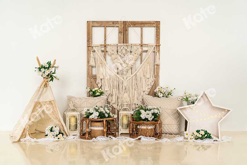 Kate Frühling Boho Scheune Tür Blumen Hintergrund von Emetselch - Kate Backdrop.de