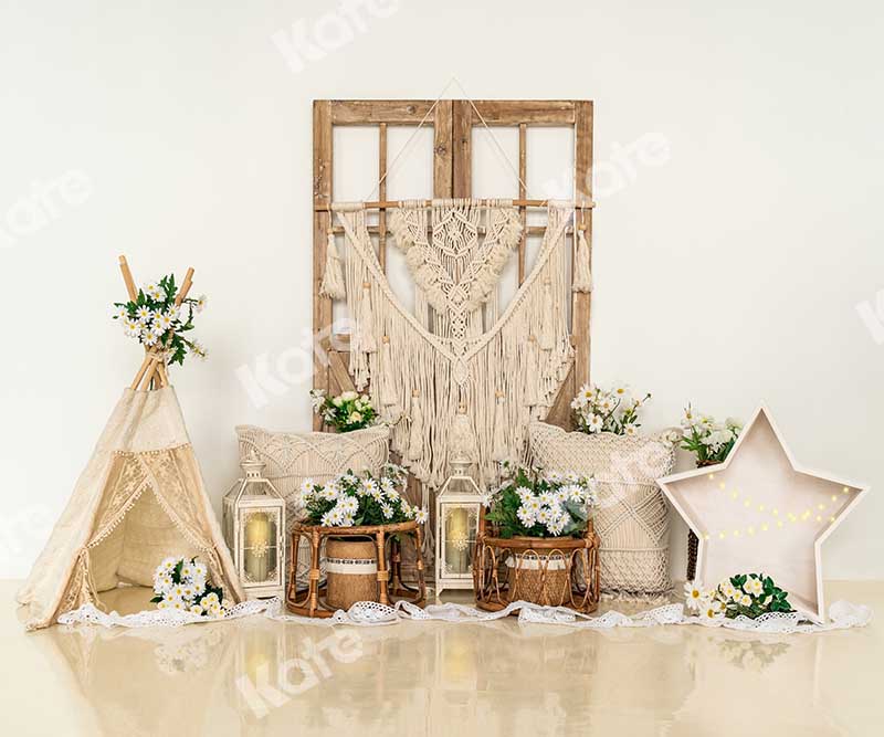 Kate Frühling Boho Scheune Tür Blumen Hintergrund von Emetselch - Kate Backdrop.de