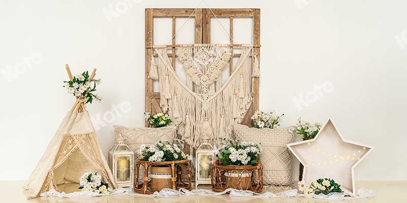 Kate Frühling Boho Scheune Tür Blumen Hintergrund von Emetselch - Kate Backdrop.de