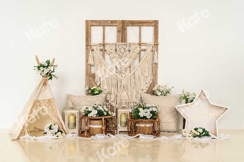 Kate Frühling Boho Scheune Tür Blumen Hintergrund von Emetselch - Kate Backdrop.de