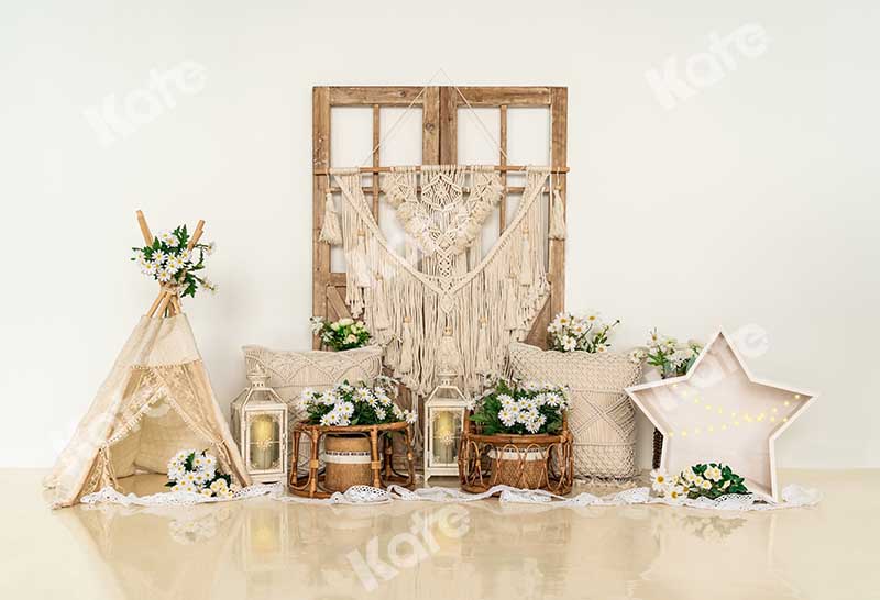 Kate Frühling Boho Scheune Tür Blumen Hintergrund von Emetselch - Kate Backdrop.de