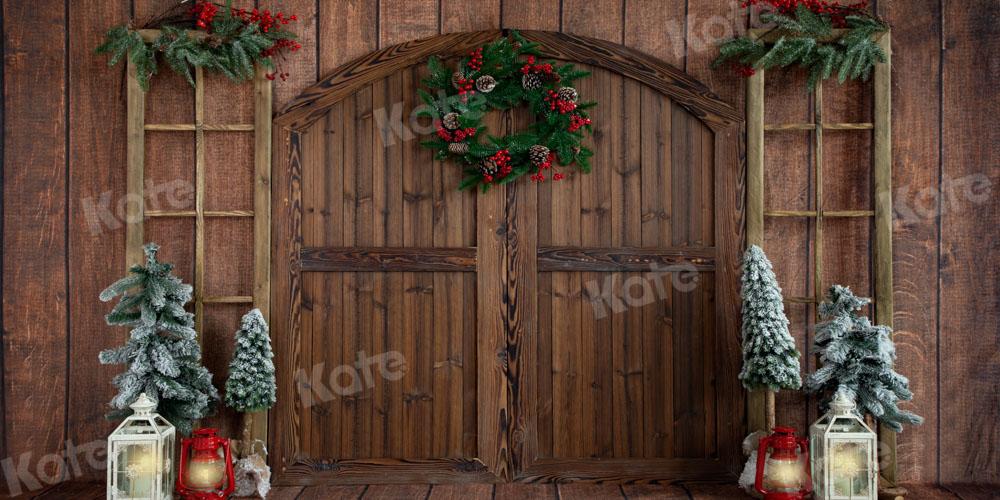 Kate Weihnachten Braun Hintergrund Scheunentor Holz von Emetselch - Kate Backdrop.de