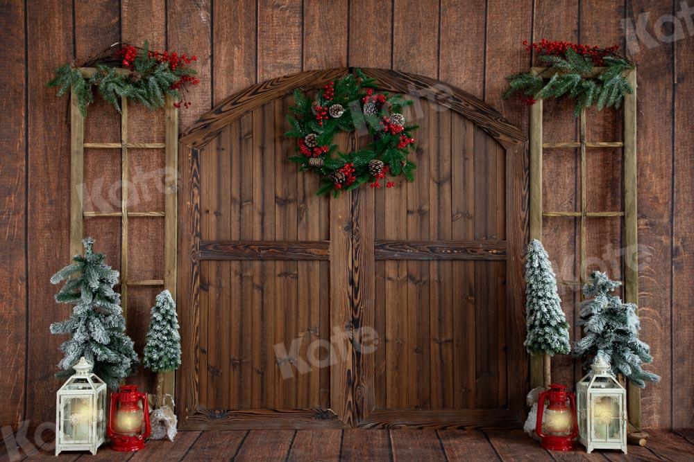 Kate Weihnachten Braun Hintergrund Scheunentor Holz von Emetselch - Kate Backdrop.de