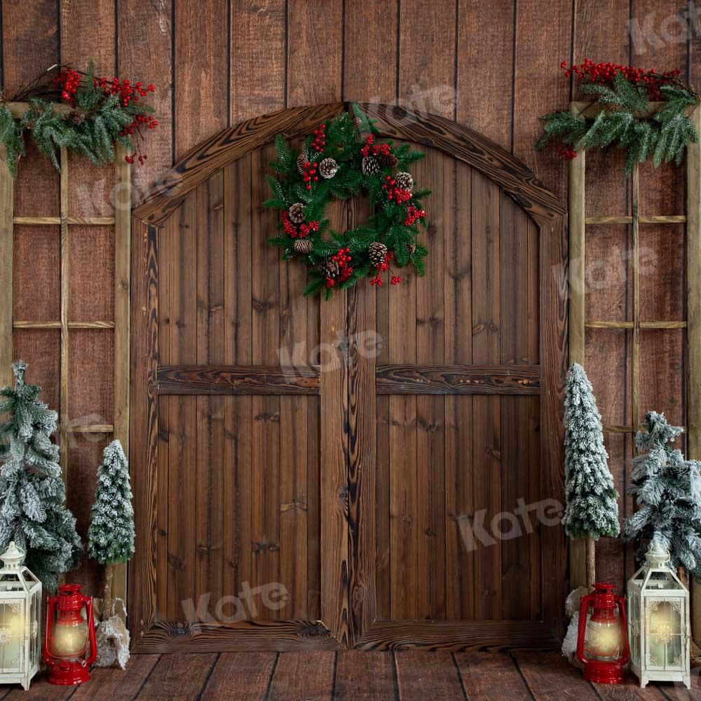 Kate Weihnachten Braun Hintergrund Scheunentor Holz von Emetselch - Kate Backdrop.de