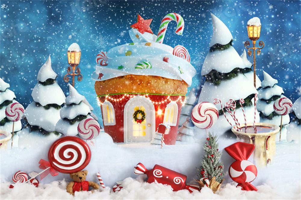 Kate Weihnachten Hintergrund Tasse Kuchen Hütte heißer Kakao für Fotografie - Kate Backdrop.de