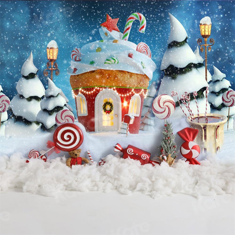 Kate Weihnachten Hintergrund Tasse Kuchen Hütte heißer Kakao für Fotografie - Kate Backdrop.de