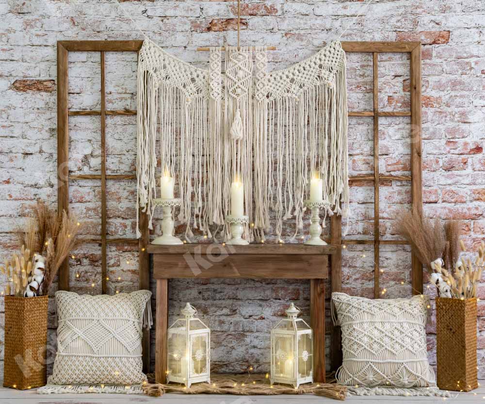 Kate Boho Herbst Hintergrund Backsteinmauer von Emetselch - Kate Backdrop.de