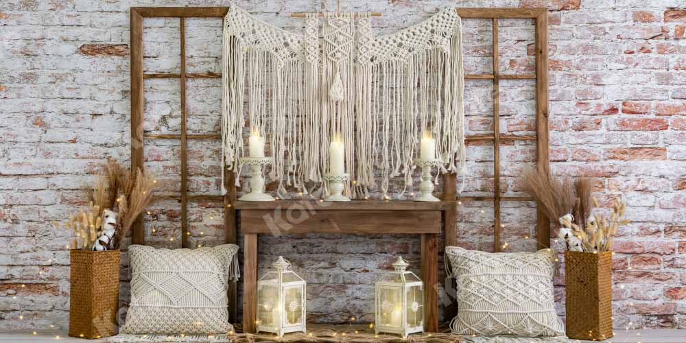 Kate Boho Herbst Hintergrund Backsteinmauer von Emetselch - Kate Backdrop.de