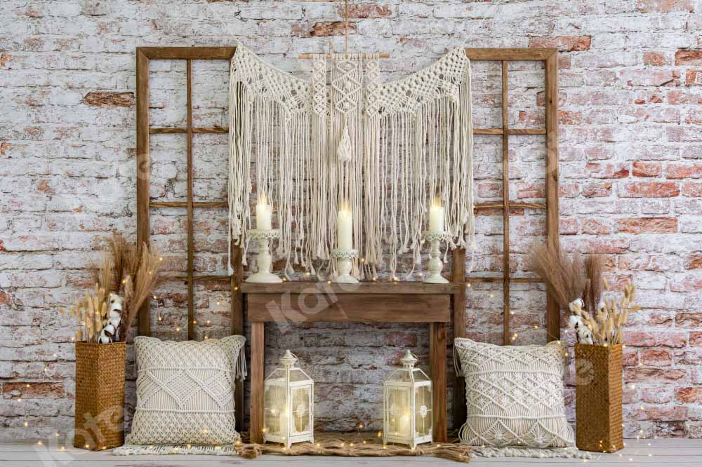 Kate Boho Herbst Hintergrund Backsteinmauer von Emetselch - Kate Backdrop.de