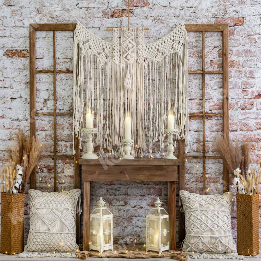 Kate Boho Herbst Hintergrund Backsteinmauer von Emetselch - Kate Backdrop.de