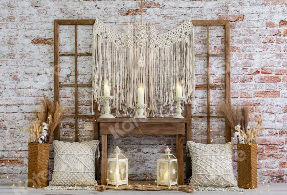 Kate Boho Herbst Hintergrund Backsteinmauer von Emetselch - Kate Backdrop.de