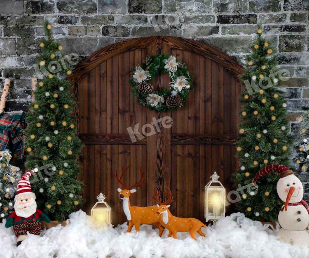 Kate Weihnachten Backsteinmauer Hintergrund Scheunentor von Emetselch - Kate Backdrop.de